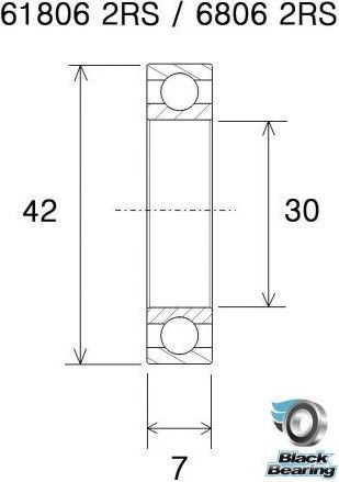 Black-bearing Black Bearing 61806-2RS 30 X 42 X 7 Mm 4 Black-bearing Black Bearing 61806-2RS 30 X 42 X 7 Mm - Image 2