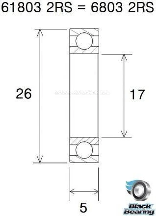 Black-bearing Black Bearing 61803-2RS Max 17 X 26 X 5 Mm 4 Black-bearing Black Bearing 61803-2RS Max 17 X 26 X 5 Mm - Image 2