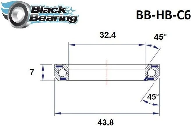 Black-bearing Black Bearing C6 Steering Bearing 32.4 X 43.8 X 7 Mm 45/45 ° 4 Black-bearing Black Bearing C6 Steering Bearing 32.4 X 43.8 X 7 Mm 45/45 ° - Image 2